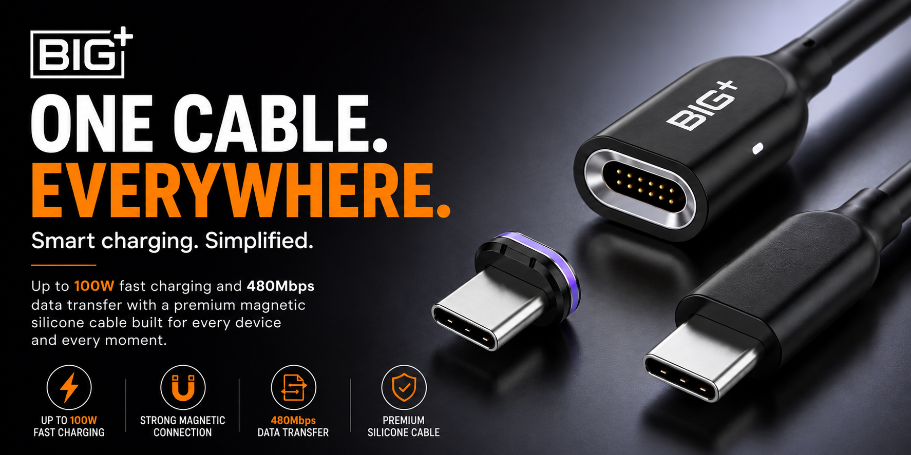 BIG+ magnetic USB-C cable for everyday charging