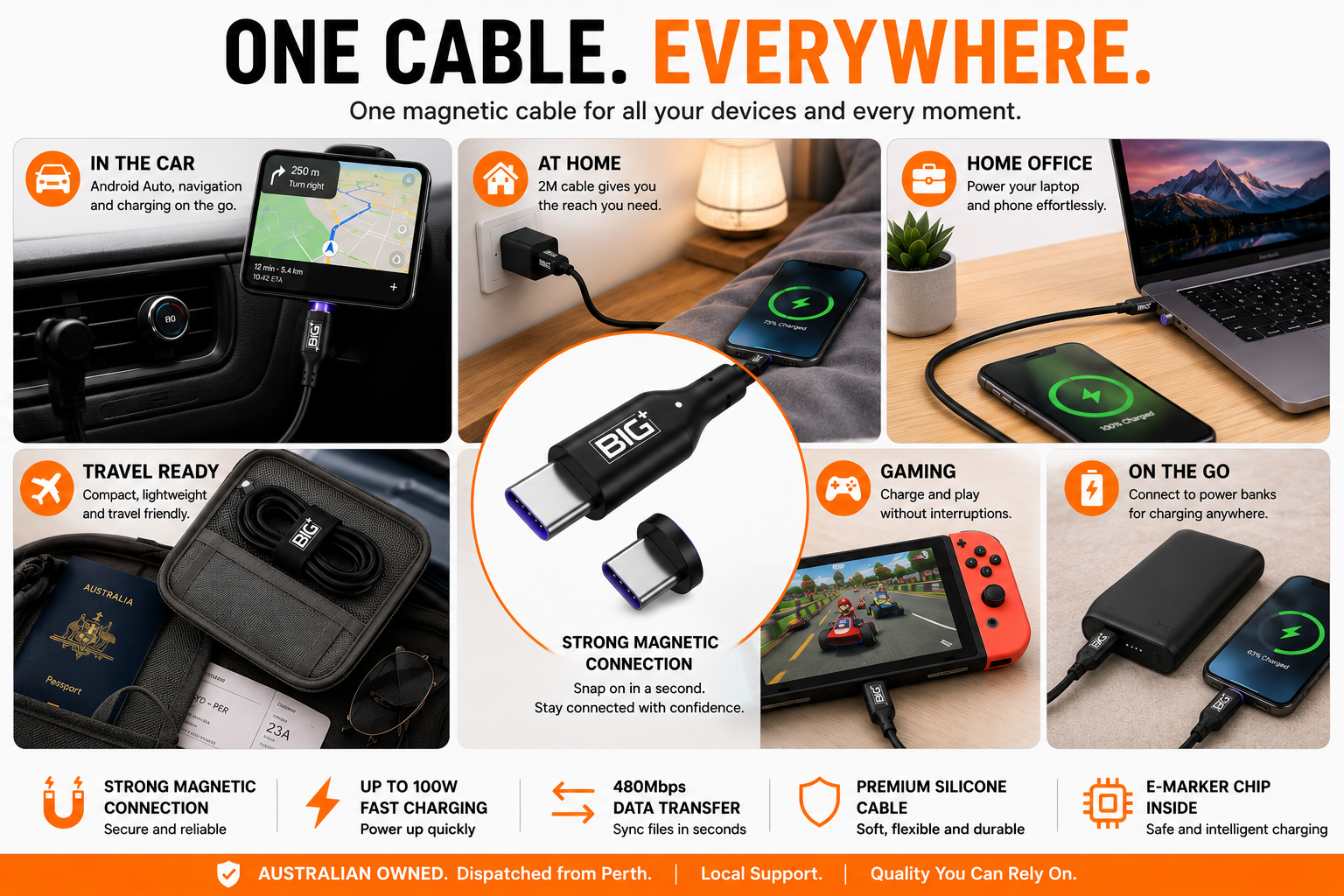 BIG+ premium silicone USB-C cable built to last
