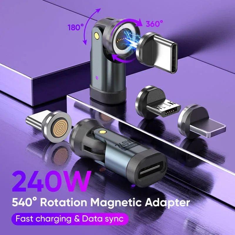 BIG+ 240W Magnetic USB‑C Adapter – 540° Rotating Connector, 5A Fast Charging, Data Transfer, Smart‑Chip, Aluminium Alloy, Multi‑Device Compatibility - The Big Plus Store