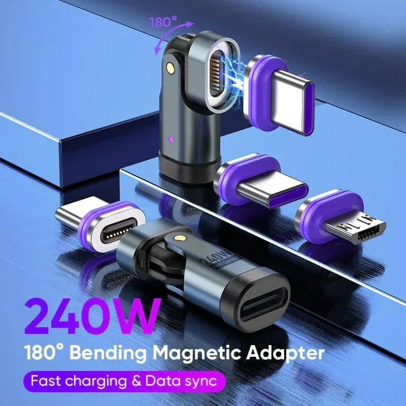 BIG+ 240W Magnetic USB‑C Adapter – 16‑Pin Strong Magnet, 180°/360° Rotating Connector, PD 3.1 Fast Charging - The Big Plus Store