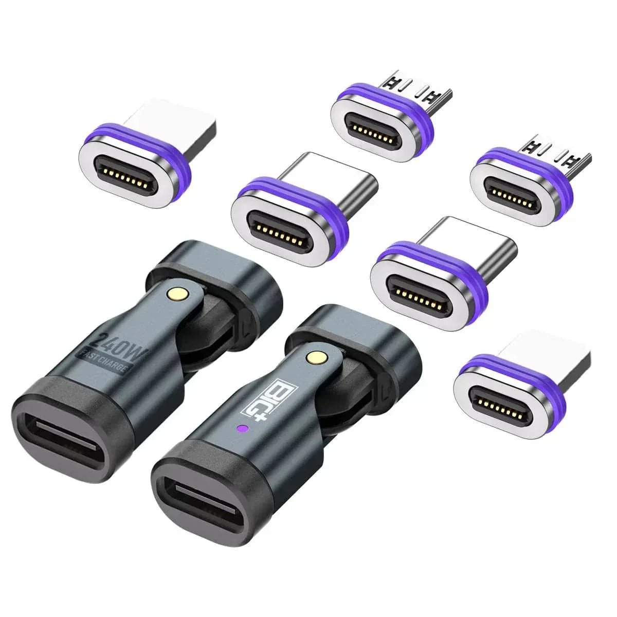 BIG+ 240W Magnetic USB‑C Adapter – 16‑Pin Strong Magnet, 180°/360° Rotating Connector, PD 3.1 Fast Charging - The Big Plus Store