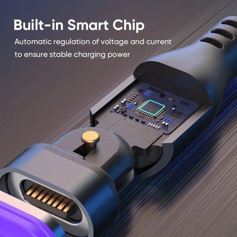 240W Magnetic Charging Cable 2‑Pack – 6‑in‑1 Fast Charging, 180° Rotating USB‑C/Micro USB/i‑Device, Nylon Braided (1.8M & 1M) - The Big Plus Store