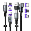 240W Magnetic Charging Cable 2‑Pack – 6‑in‑1 Fast Charging, 180° Rotating USB‑C/Micro USB/i‑Device, Nylon Braided (1.8M & 1M) - The Big Plus Store