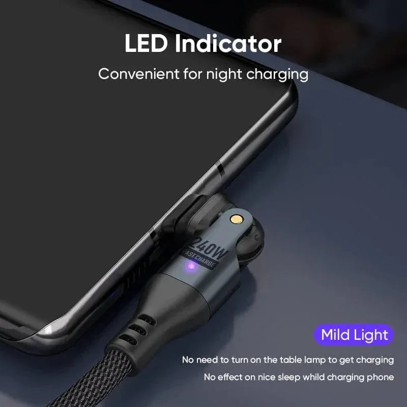 240W USB‑C Fast Charging Cable 2‑Pack – Dual Rotating Heads, High‑Speed PD Charging, Universal Compatibility (1.8m) - The Big Plus Store