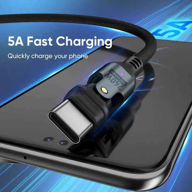 240W USB‑C Fast Charging Cable 2‑Pack – Dual Rotating Heads, High‑Speed PD Charging, Universal Compatibility (1.8m) - The Big Plus Store