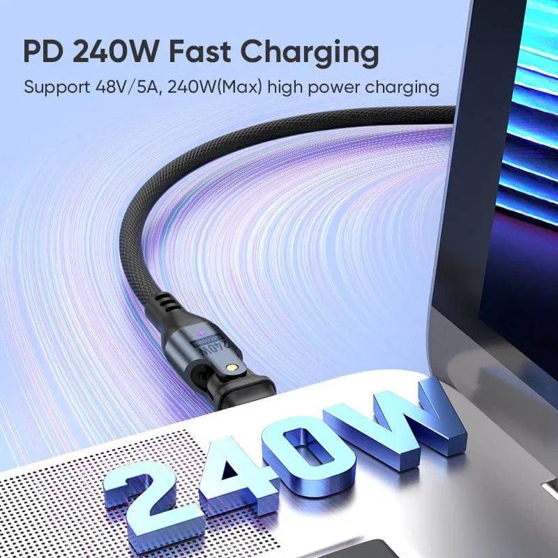 240W USB‑C Fast Charging Cable 2‑Pack – Dual Rotating Heads, High‑Speed PD Charging, Universal Compatibility (1.8m) - The Big Plus Store