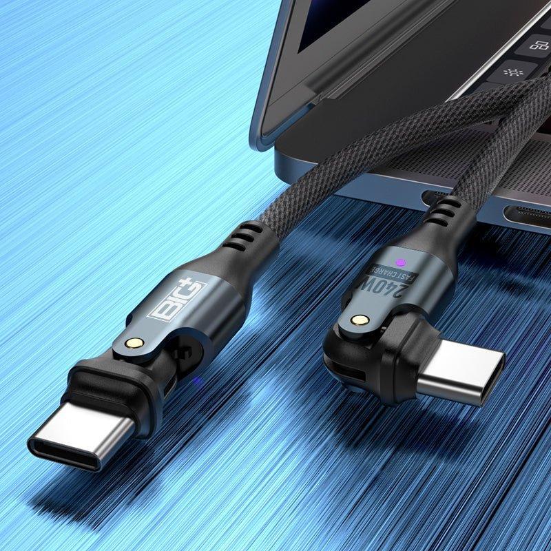 240W USB‑C Fast Charging Cable 2‑Pack – Dual Rotating Heads, High‑Speed PD Charging, Universal Compatibility (1.8m) - The Big Plus Store