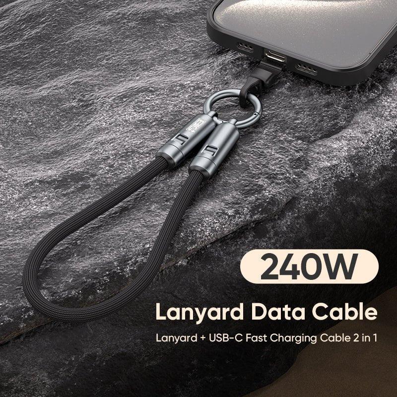 240W USB‑C Lanyard Charging Cable – 0.3M Wearable PD Fast Charger with Anti‑Loss Neck/Wrist Strap - The Big Plus Store