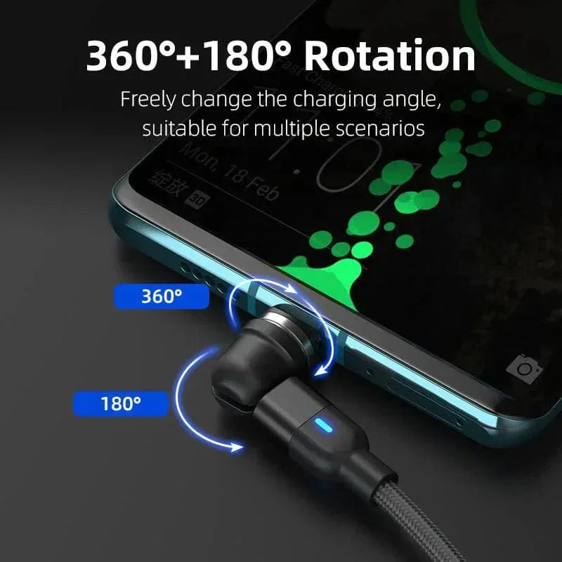 Magnetic Charging Cable 4‑Pack – 3‑in‑1 USB Cable with 360° Auto‑Connect, LED Light & Nylon Braided Design (3.3ft & 6.6ft) - The Big Plus Store