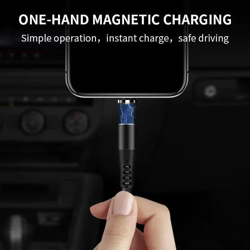Magnetic Charging Cable 4‑Pack – 3‑in‑1 USB Cable with 360° Auto‑Connect, LED Light & Nylon Braided Design (3.3ft & 6.6ft) - The Big Plus Store