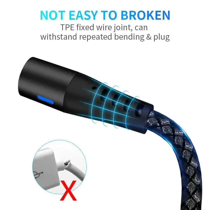 Magnetic Charging Cable 6‑Pack – 3‑in‑1 USB Cable with 360° Rotation, LED Light & Nylon Braided Design (0.5M, 1M, 2M) - The Big Plus Store