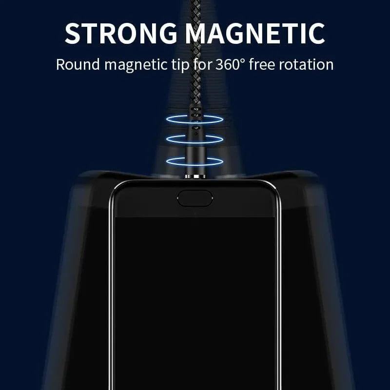 Magnetic Charging Cable 6‑Pack – 3‑in‑1 USB Cable with 360° Rotation, LED Light & Nylon Braided Design (0.5M, 1M, 2M) - The Big Plus Store
