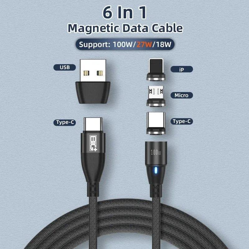 Magnetic Charging Cable Tips – 4‑Pack Replacement Heads for BIG+ 100W Magnetic USB‑C Cable (2× Type‑C + 2× i‑Device) - The Big Plus Store