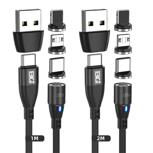 Magnetic Charging Cable Tips – 4‑Pack Replacement Heads for BIG+ 100W Magnetic USB‑C Cable (2× Type‑C + 2× i‑Device) - The Big Plus Store