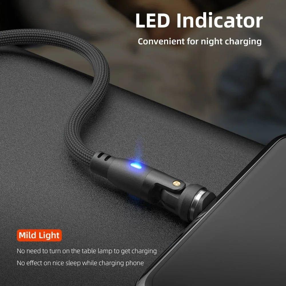 Magnetic USB‑C Charging Cable 2‑Pack (100W) – 540° Swivel Head, 6‑in‑1 Fast Charging, Nylon Braided (2M & 1M) - The Big Plus Store