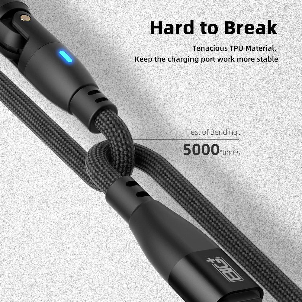 Magnetic USB‑C Charging Cable 2‑Pack (100W) – 540° Swivel Head, 6‑in‑1 Fast Charging, Nylon Braided (2M & 1M) - The Big Plus Store