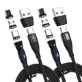 Magnetic USB‑C Charging Cable 2‑Pack (100W) – 540° Swivel Head, 6‑in‑1 Fast Charging, Nylon Braided (2M & 1M) - The Big Plus Store