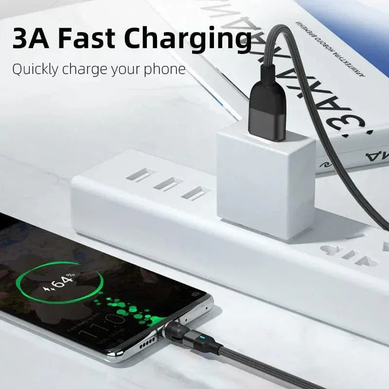 BIG+ Magnetic Fast Charging Cable 540° Rotating Heads Black 4 Pack - The Big Plus Store