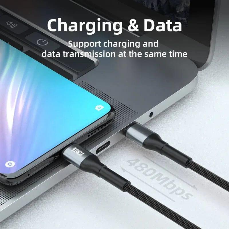 BIG+ USB‑C to USB‑C Cable 2‑Pack (2M) – 60W PD Fast Charging, 3A Nylon Braided, 480Mbps Data Transfer - The Big Plus Store