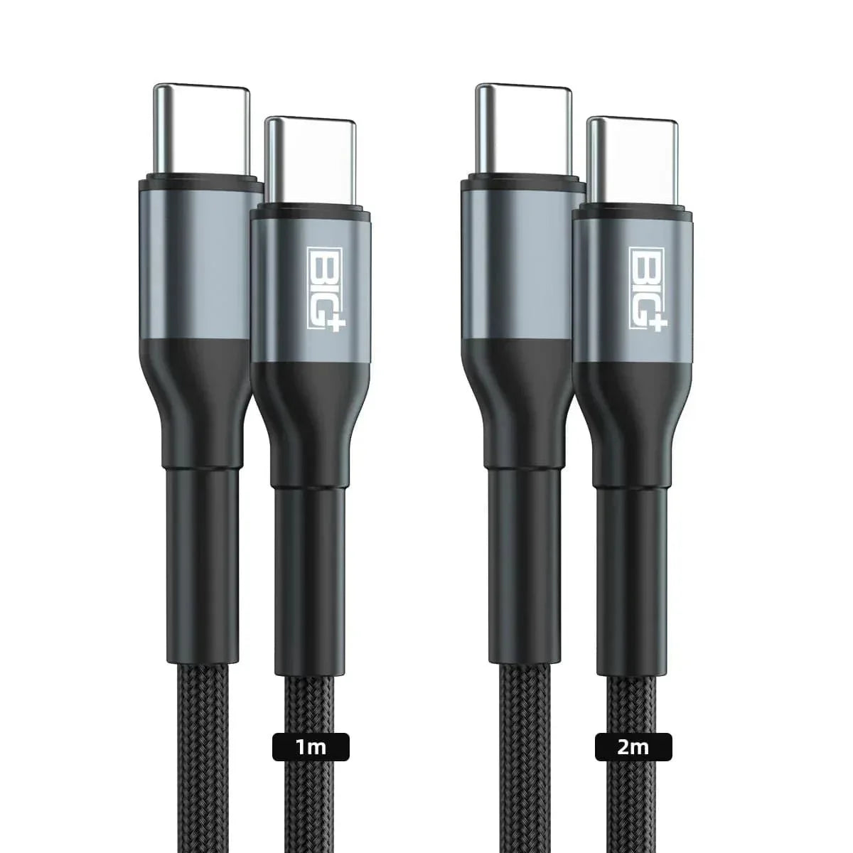 BIG+ USB‑C to USB‑C Cable 2‑Pack (2M) – 60W PD Fast Charging, 3A Nylon Braided, 480Mbps Data Transfer - The Big Plus Store