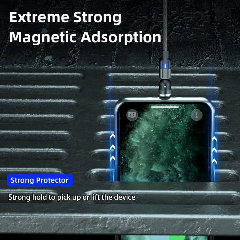 Magnetic Charging Cable 3‑Pack – 360° + 180° Rotating Head, Strong Magnetic Lock, LED Light, Nylon Braided (Normal Charging) - The Big Plus Store