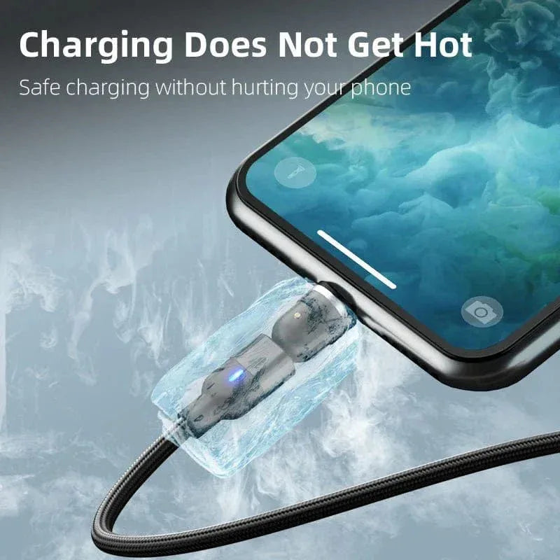 Magnetic Charging Cable 3‑Pack – 360° + 180° Rotating Head, Strong Magnetic Lock, LED Light, Nylon Braided (Normal Charging) - The Big Plus Store