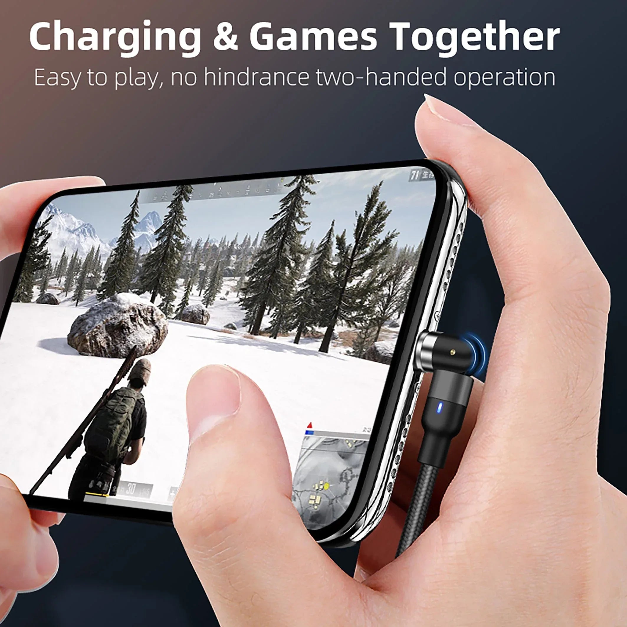Magnetic Charging Cable 3‑Pack – 540° Rotating Head, Fast Charging (QC 3.0), Strong Magnetic Lock, Data Transfer, Nylon Braided (2M, 1M, 0.5M) - The Big Plus Store