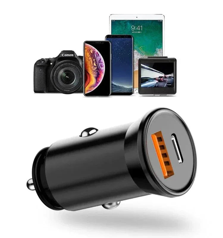 30W USB‑C PD + QC3.0 Car Charger – Dual‑Port Fast Charging, Metal Alloy, Compact Design BIG+ - The Big Plus Store