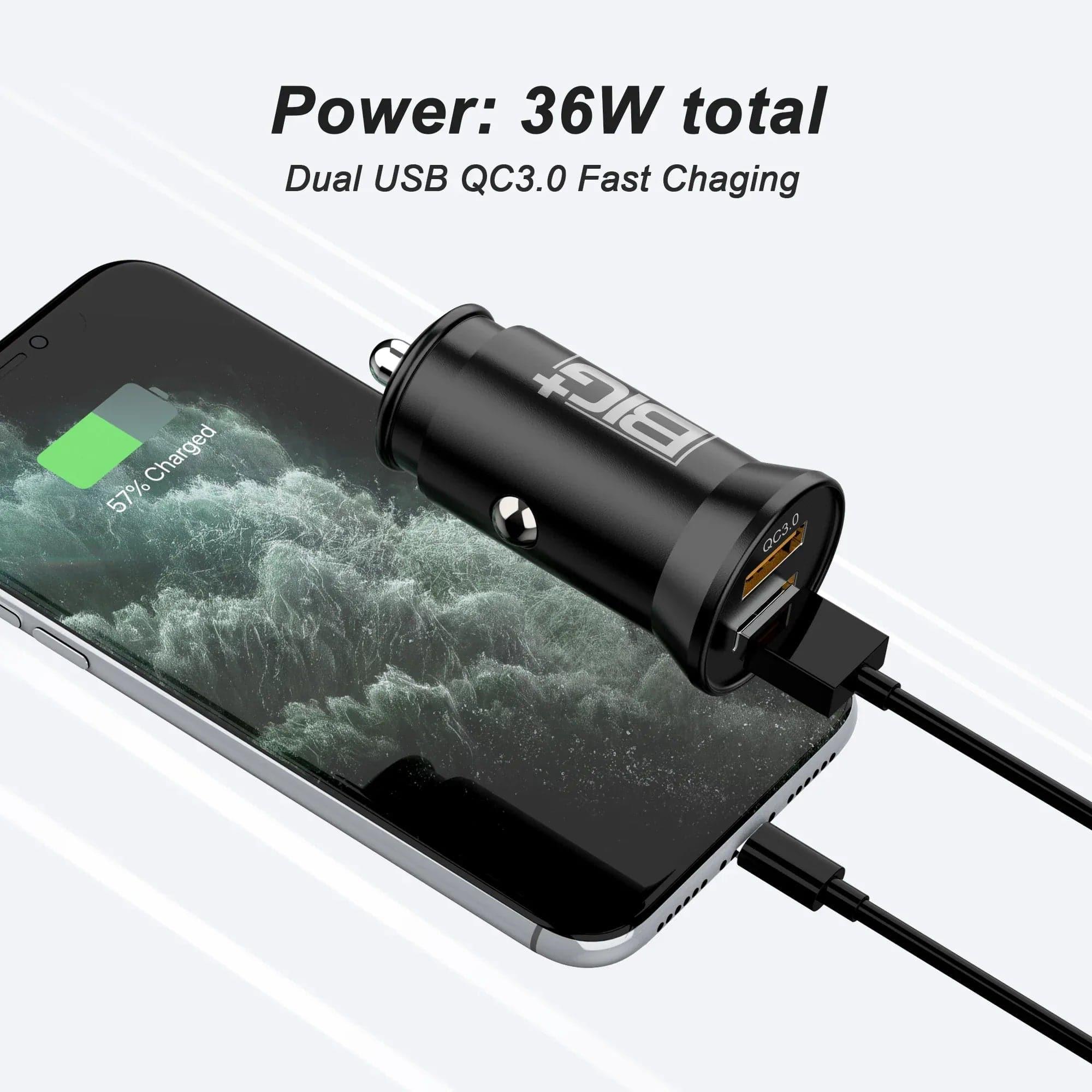 Metal Dual USB Car Charger – 4.8A Fast Charging, Smart IC Protection, Compact Alloy Design BIG+ - The Big Plus Store